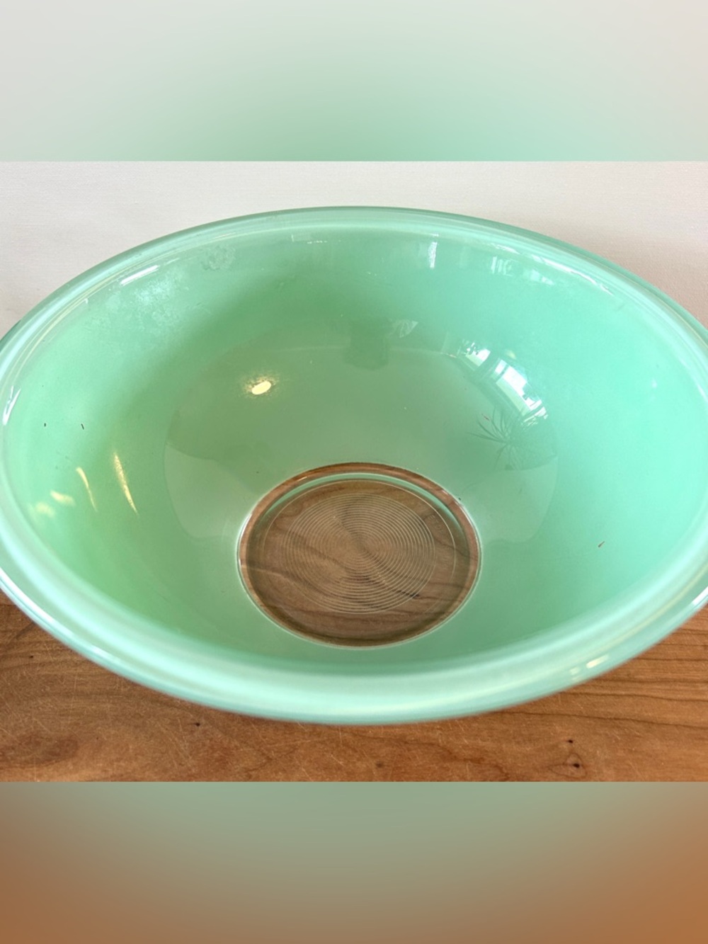 VTG Pyrex Seafoam Green #325 Clear Glass Bottom 2.5 Liter Serving Bowl 10”